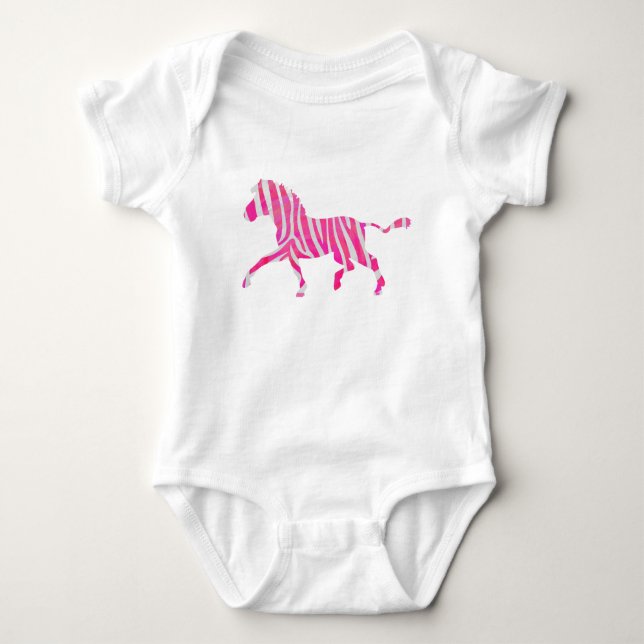 Zebra Hot Pink und White Silhouette Baby Strampler (Vorderseite)