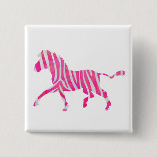 Zebra Hot Pink und White Silhouette Button