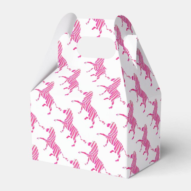 Zebra Hot Pink und White Silhouette Geschenkschachtel (Rückseite)