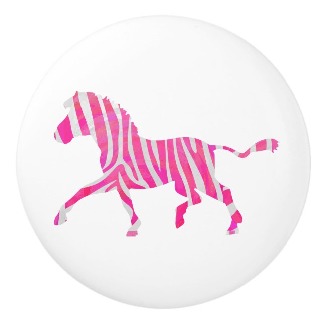 Zebra Hot Pink und White Silhouette Keramikknauf (Vorderseite)
