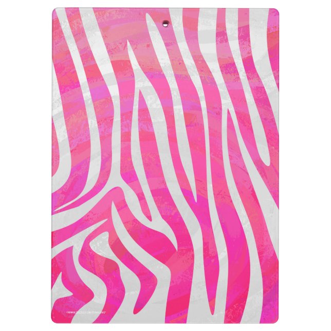 Zebra Hot Pink und White Silhouette Klemmbrett (Rückseite)