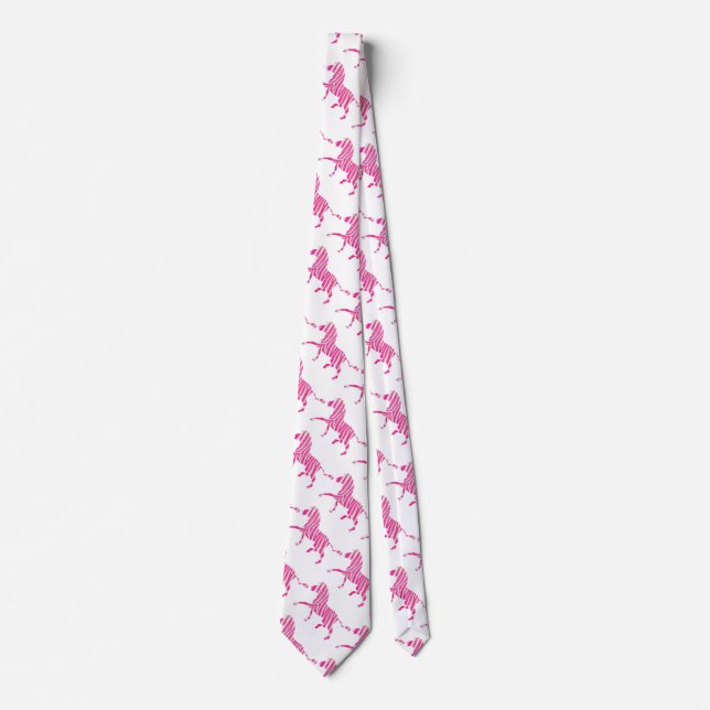 Zebra Hot Pink und White Silhouette Krawatte (Vorderseite)