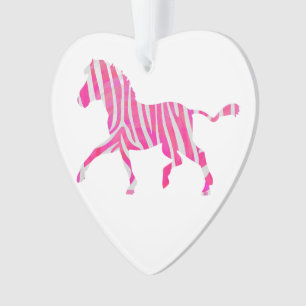 Zebra Hot Pink und White Silhouette Ornament