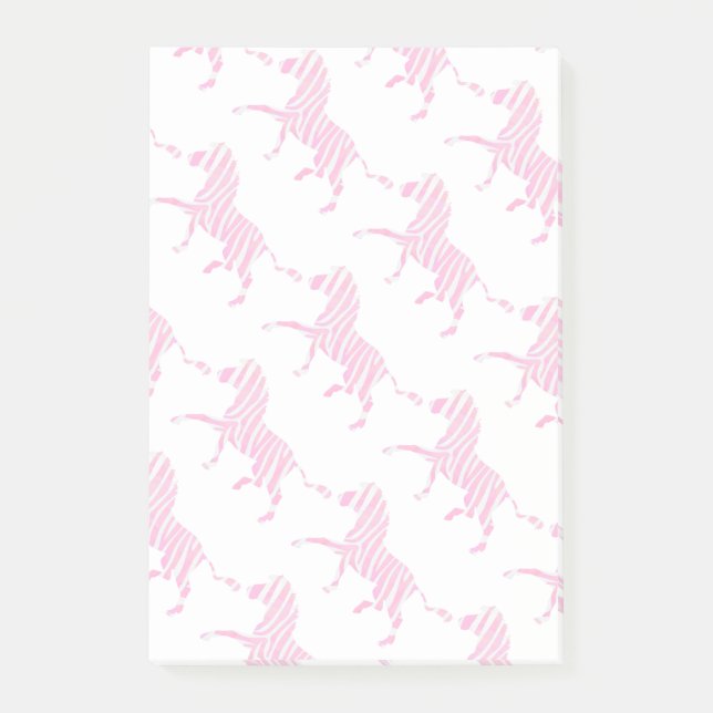 Zebra Hot Pink und White Silhouette Post-it Klebezettel (Vorderseite)