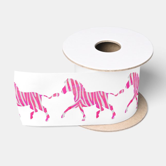 Zebra Hot Pink und White Silhouette Satinband (Spule)