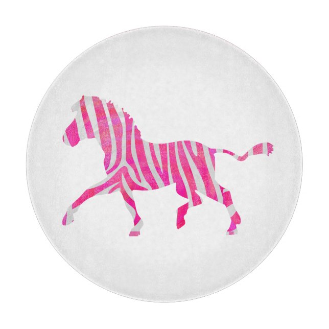 Zebra Hot Pink und White Silhouette Schneidebrett (Vorderseite)
