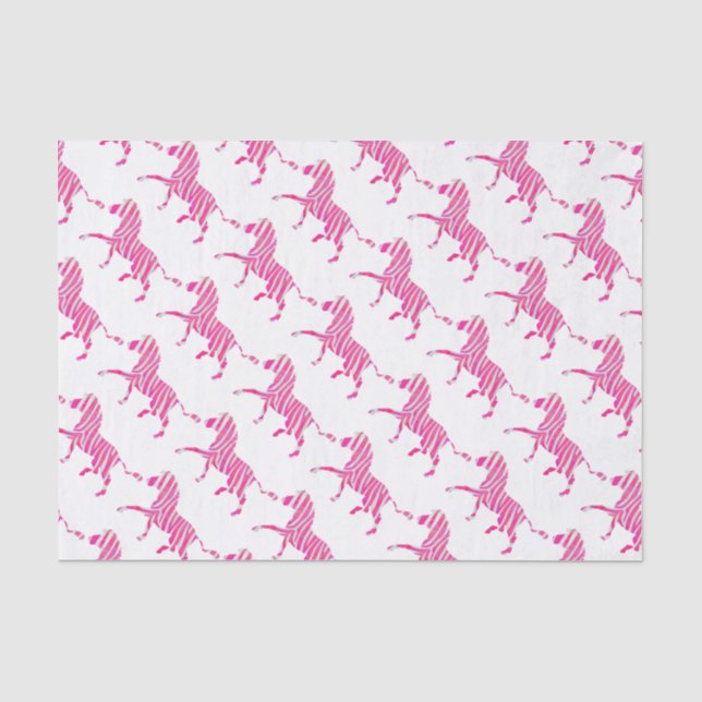 Zebra Hot Pink und White Silhouette Seidenpapier (Vorderseite)