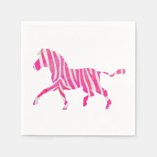 Zebra Hot Pink und White Silhouette Serviette