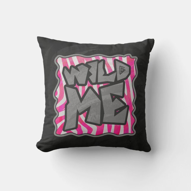 Zebra Hot Pink und White Wild Me Kissen (Vorderseite)