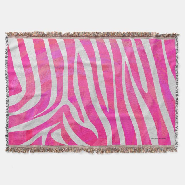 Zebra Hot Rosa und White Print Decke (Vorderseite)