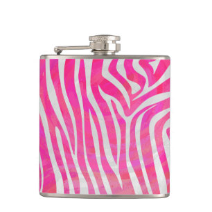 Zebra Hot Rosa und White Print Flachmann