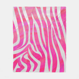 Zebra Hot Rosa und White Print Fleecedecke