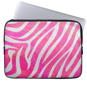 Zebra Hot Rosa und White Print Laptopschutzhülle