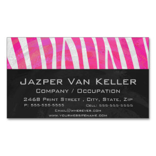 Zebra Hot Rosa und White Print Magnetische Visitenkarte