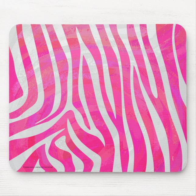 Zebra Hot Rosa und White Print Mousepad (Vorne)