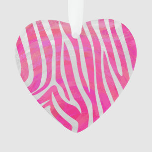 Zebra Hot Rosa und White Print Ornament