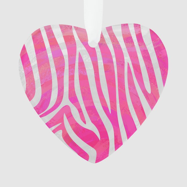 Zebra Hot Rosa und White Print Ornament (Vorderseite)