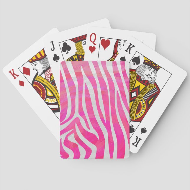 Zebra Hot Rosa und White Print Spielkarten (Rückseite)