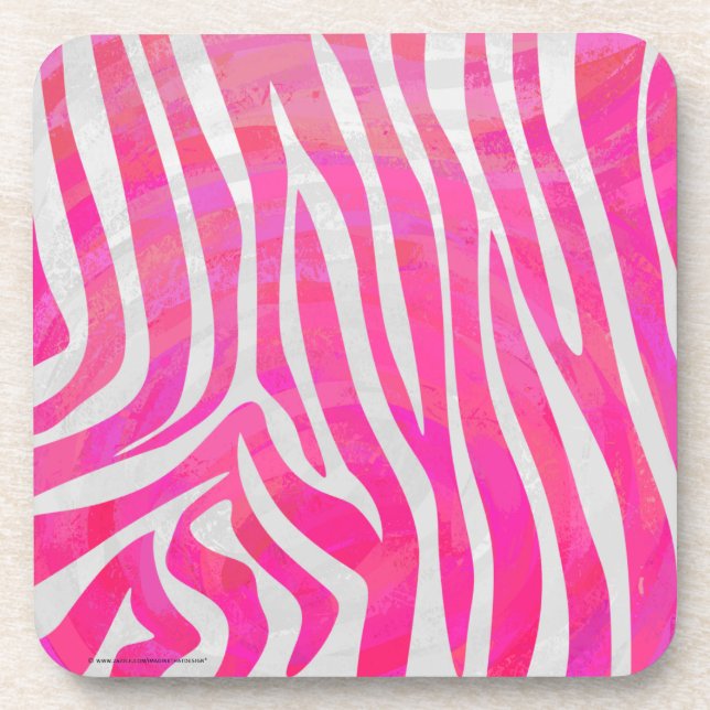 Zebra Hot Rosa und White Print Untersetzer (Vorderseite)