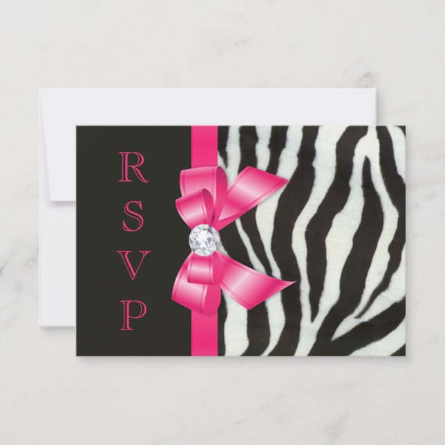 Zebra Hot Rose Bow RSVP (Devant)