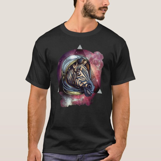 Zebra im Weltraum für Vater und Kinder der Mama T-Shirt (Vorderseite)