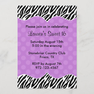 Zebra Imprimer Purple Dot Invitations Annonces