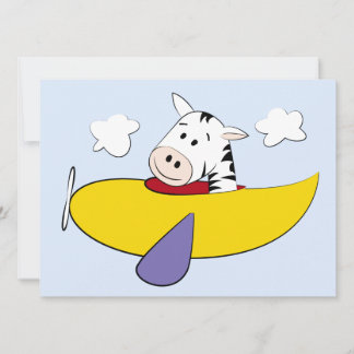 Zebra in Bunter Flugzeug Kinder Einladung