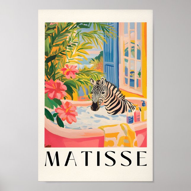 Zebra in der Badewanne Witziges Poster, Badezimmer Poster (Vorne)