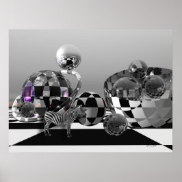 Zebra in einer B&W-Sci-Fi-Welt Poster