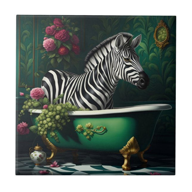 Zebra in einer Badewanne Fliese (Vorderseite)