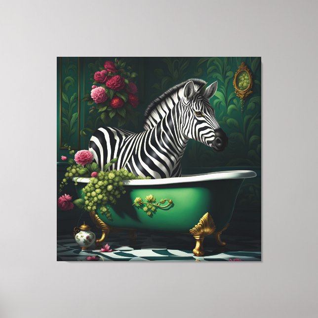 Zebra in einer Badewanne Leinwanddruck (Vorderseite)