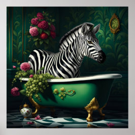 Zebra in einer Badewanne Poster