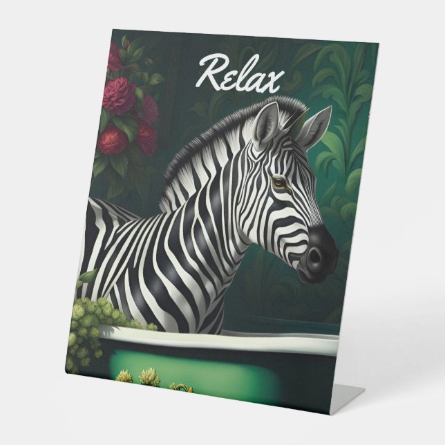 Zebra in einer Badewanne Relax Sockelschild (Vorderseite)