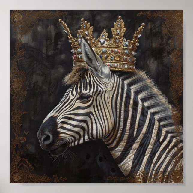 Zebra in einer Krone Poster (Vorne)