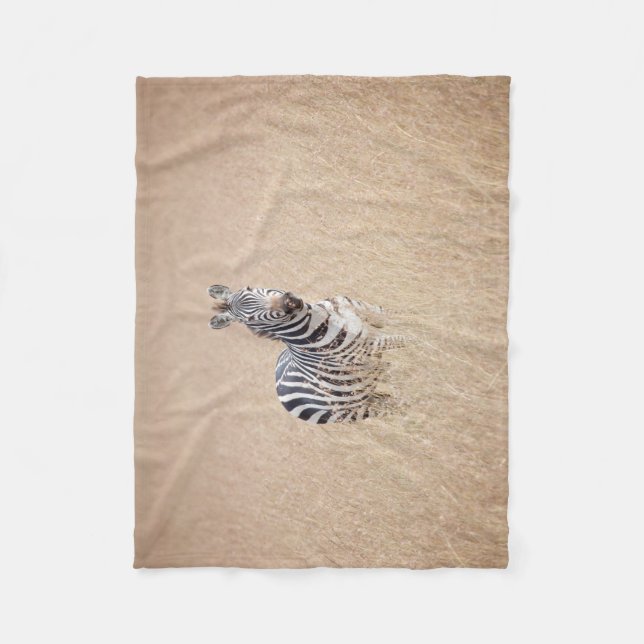 Zebra in hohem Gras Fleecedecke (Vorderseite)