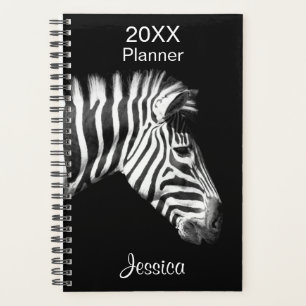 Zebra in Personalisierter Schwarz-Weiß-Bezeichnung Planer