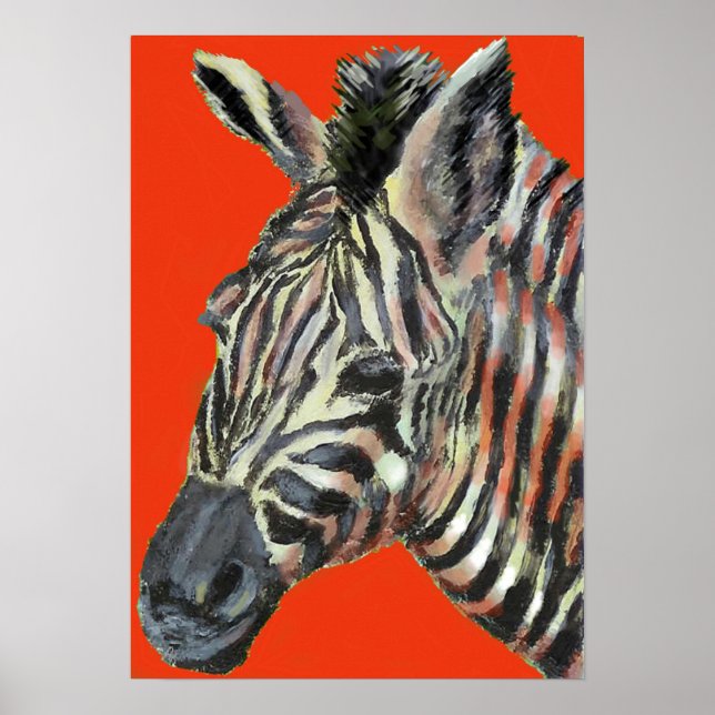 Zebra in rotem Poster (Vorne)