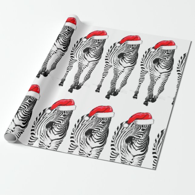 Zebra in Santa Verpackungspapier Geschenkpapier (Ungerollt)