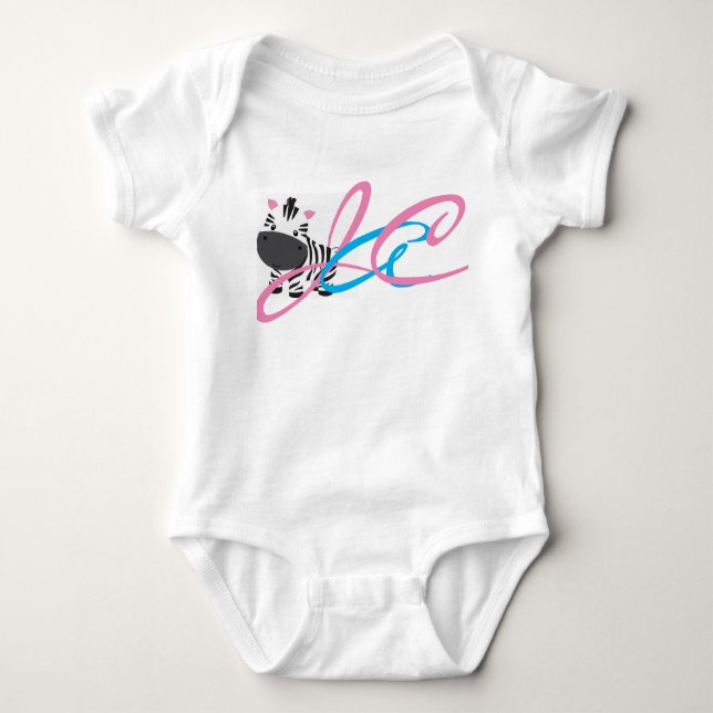 Zebra-Initiale Baby Strampler (Vorderseite)