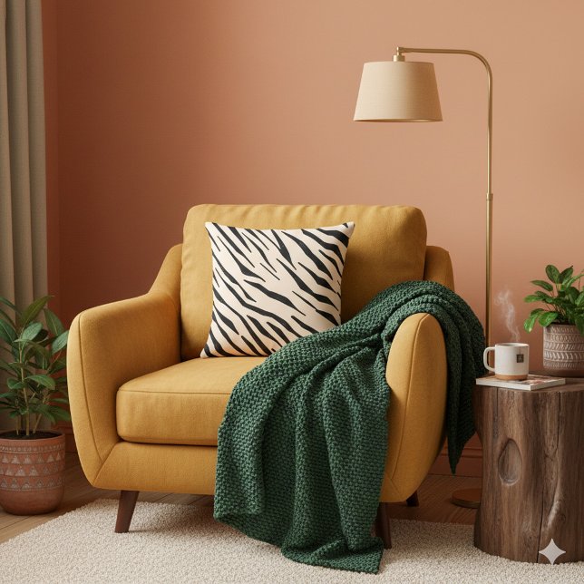 Zebra inspiriert Schwarz und Beige Kissen (Zebra inspired Black and Beige modern Throw Pillow.)