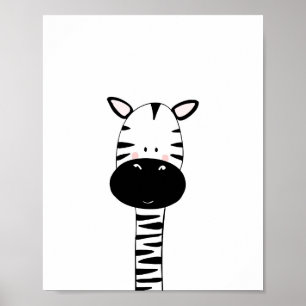 Zebra Kinderzimmer Print Schwarz-Weiß modernen Zoo Poster