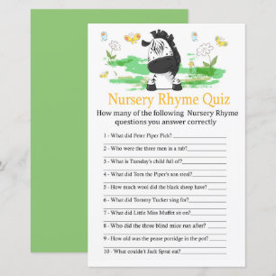 Zebra Kinderzimmer Rhyme Quiz Kinderduschspiel