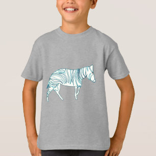 Zebra-Kontur Zeichnete Aquamarin auf Tee Shirts