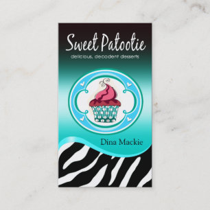 Zebra-Kuchen-Logo "süßes Patootie" Aqua Visitenkarte