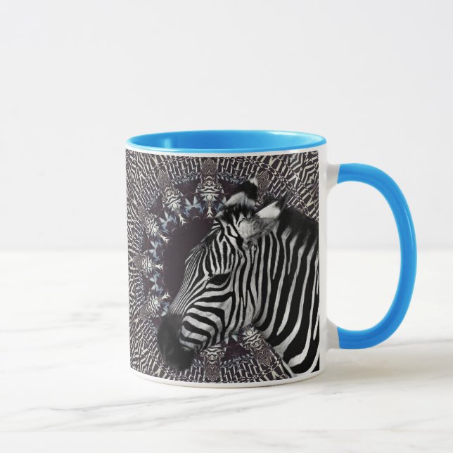 Zebra-Kunst-hellblaue kombinierte Tasse (Rechts)