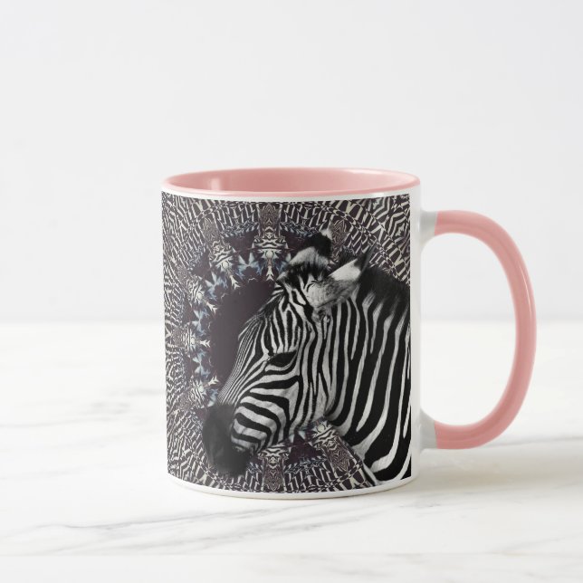 Zebra-Kunst-Rosa-kombinierte Tasse (Rechts)