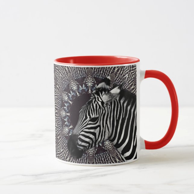 Zebra-Kunst-rote kombinierte Tasse (Rechts)