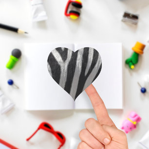 Zebra-Kunstleder Herz-Aufkleber