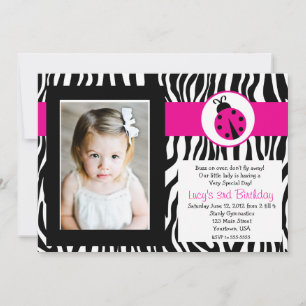 Zebra Lady Bug Party Geburtstag Einladung