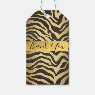 Zebra-Leder-Optik Tierprint Gold Geschenktüte Geschenkanhänger